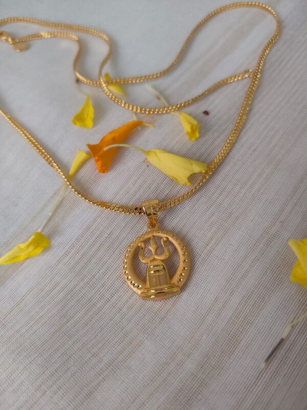 Chain with Shiva Trishul Pendant – Divine Gold Plated Elegance [PID:21]