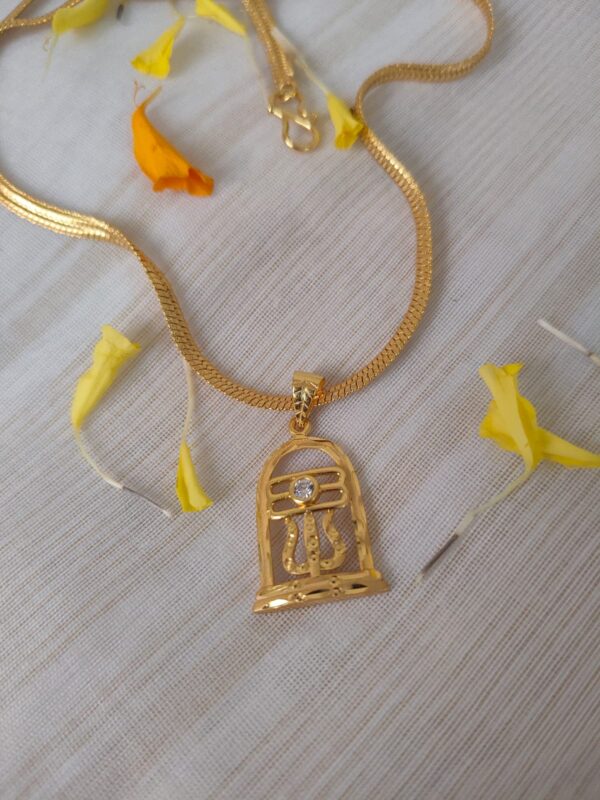 Chain with Shiva Trishul Pendant – Divine Gold Plated Elegance [PID:22]